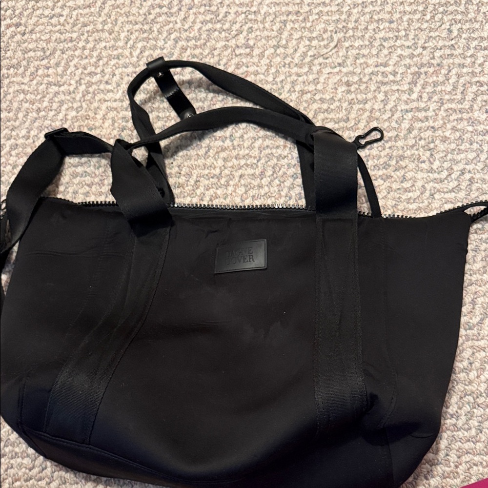 Dagne Dover Black Duffel Bag tote women’s ladies purse carryall with dust bag
